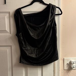 Fashion Nova Sleek Black Satin Blouse